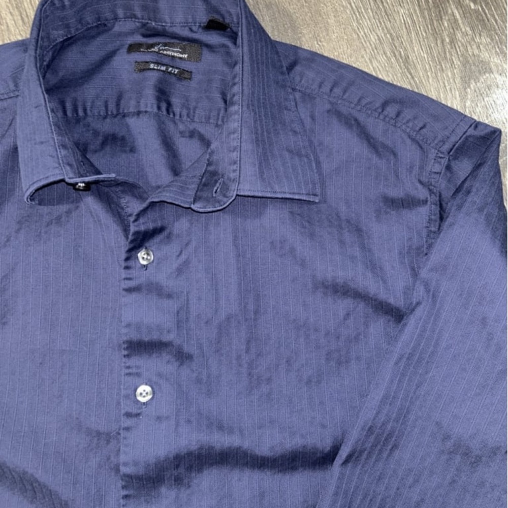 Marc Anthony Deep Blue Casual Button Down Shirt